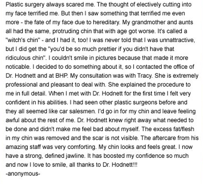 Cosmetic Plastic Surgery Testimonial