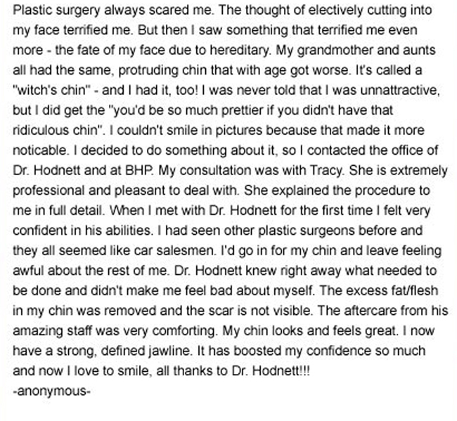 Cosmetic Plastic Surgery Testimonial