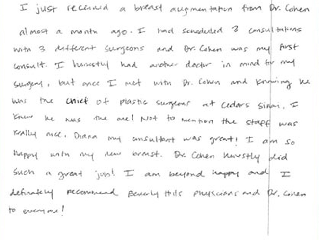 Cosmetic Plastic Surgery Testimonial